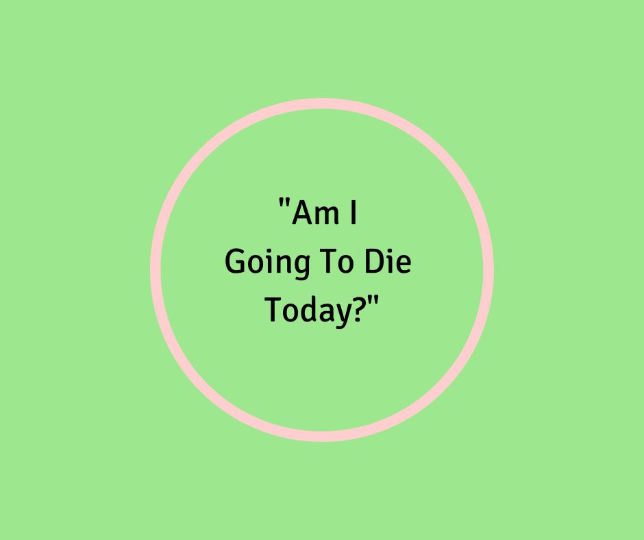 "Am I Going To Die Today?" on bright green background